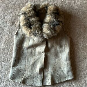 Fox fur and lamb shearling vest